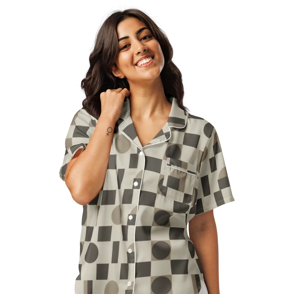 Taupe Tectonics on Women's Short Sleeve Pajama Top — Front