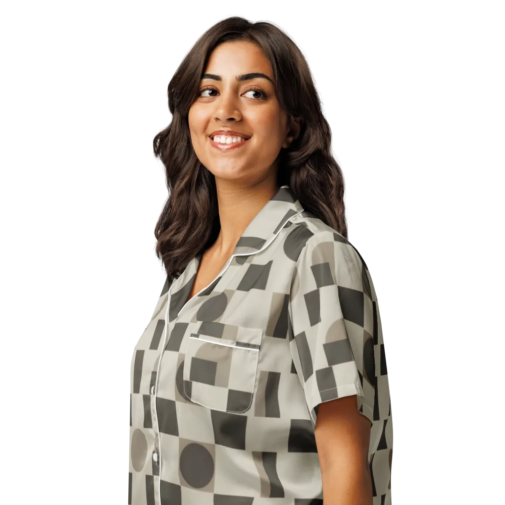 Taupe Tectonics on Women's Short Sleeve Pajama Top — Left Front