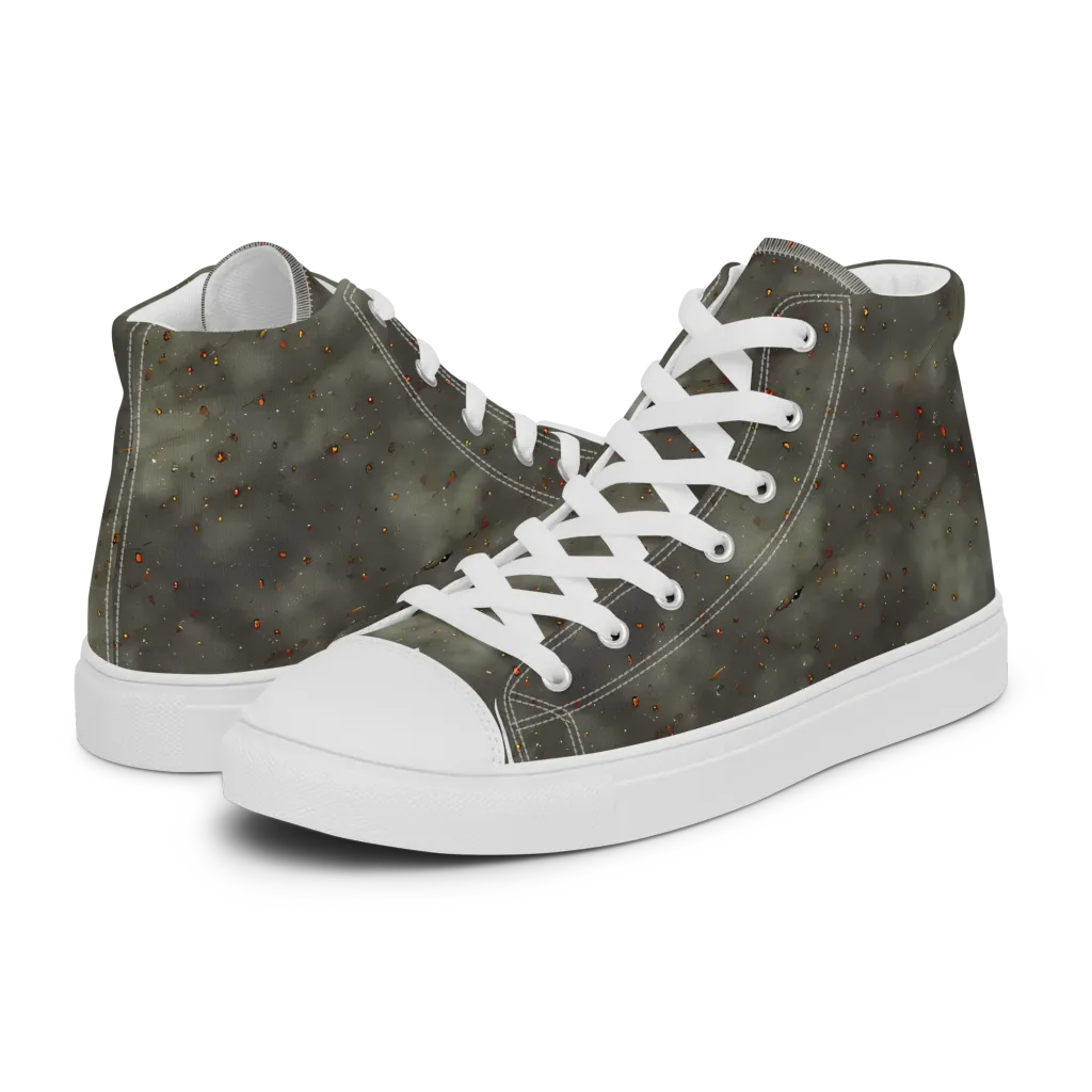 Ashen Constellation on Men's High Top Canvas Shoes — Left
