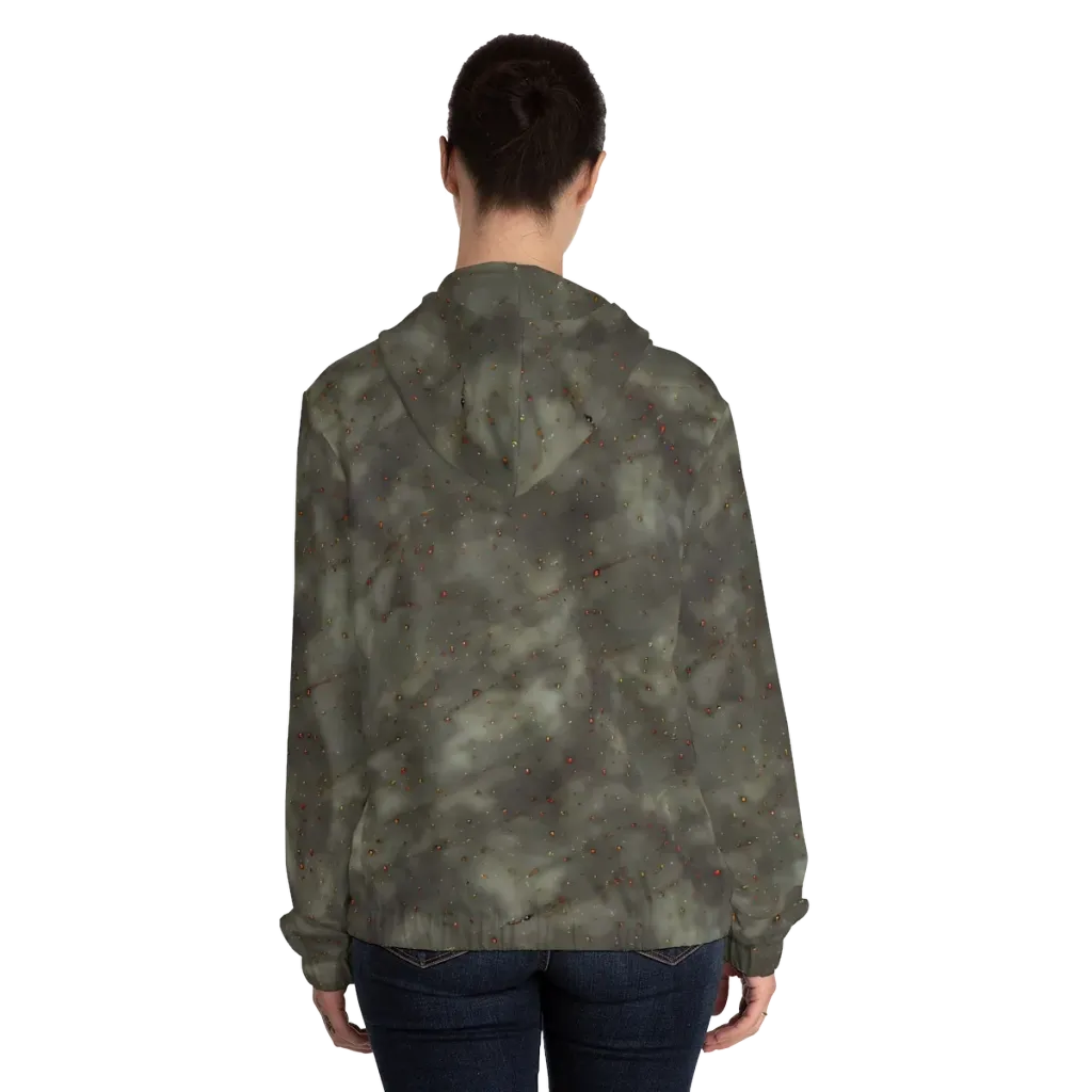 Ashen Constellation on Women's Full-Zip Hoodie — Back On Person