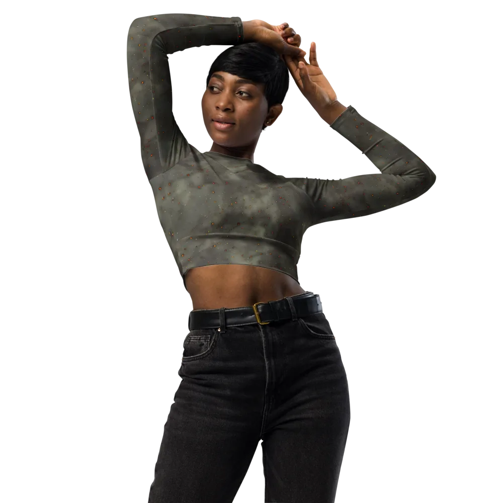 Ashen Constellation on Long Sleeve Crop Top — Front