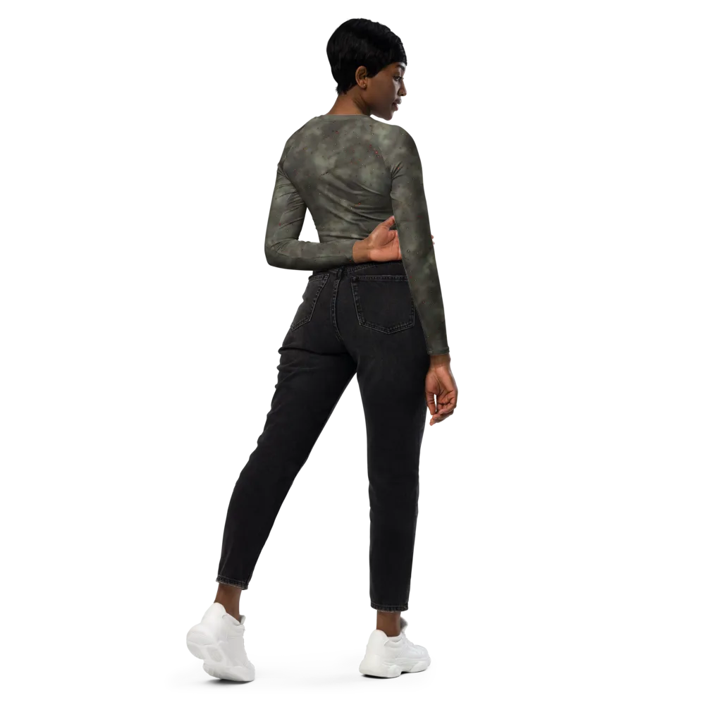 Ashen Constellation on Long Sleeve Crop Top — Right Back