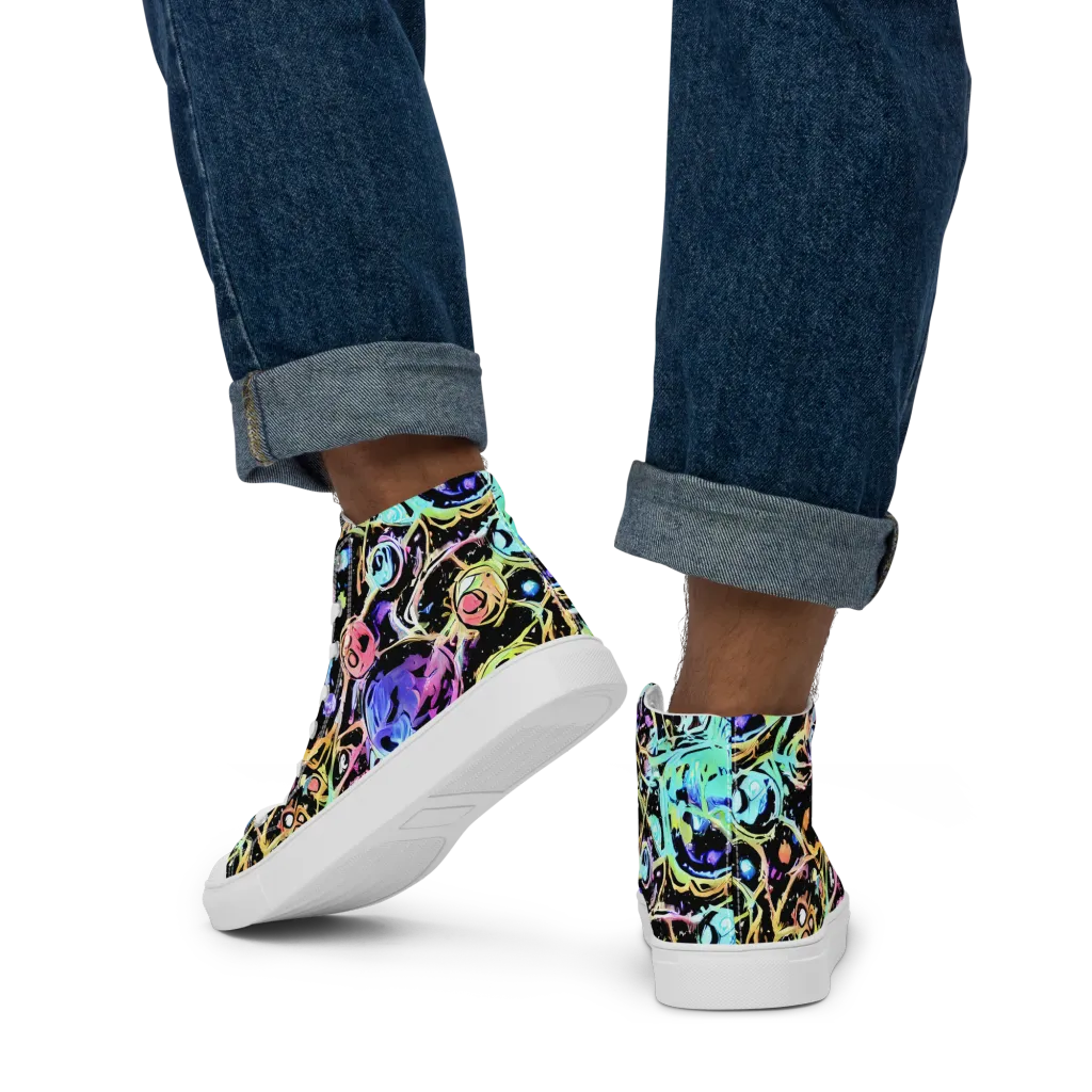 Galactic Jelly on Men's High Top Canvas Shoes — Back