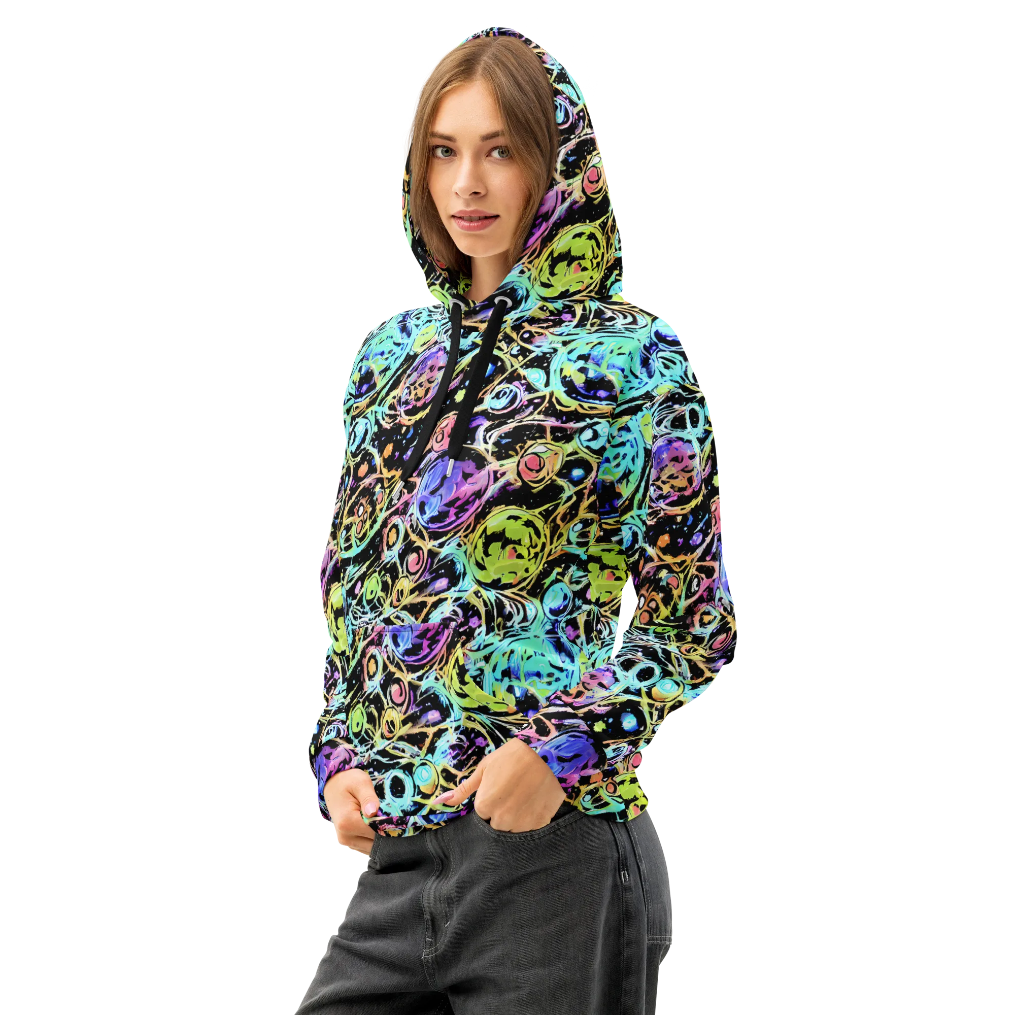 Galactic Jelly on Cotton Hoodie — Left Front