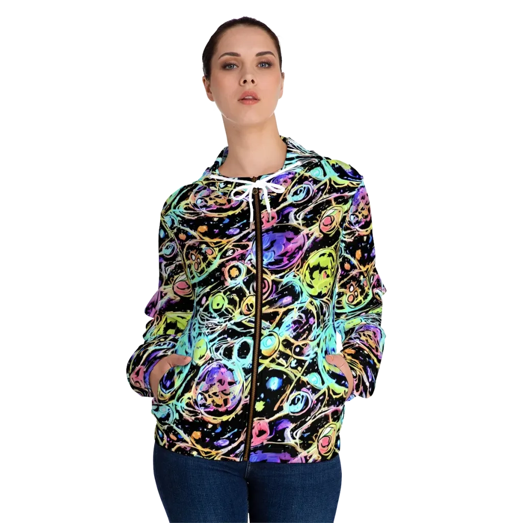 Galactic Jelly on Women's Full-Zip Hoodie — Front On Person