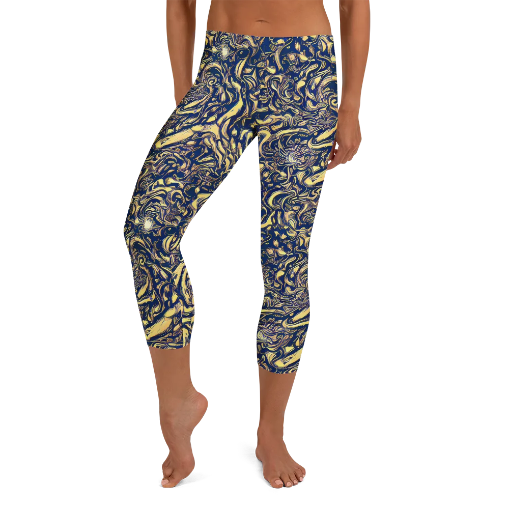 Ultramarine Flow on Capri Leggings — Front