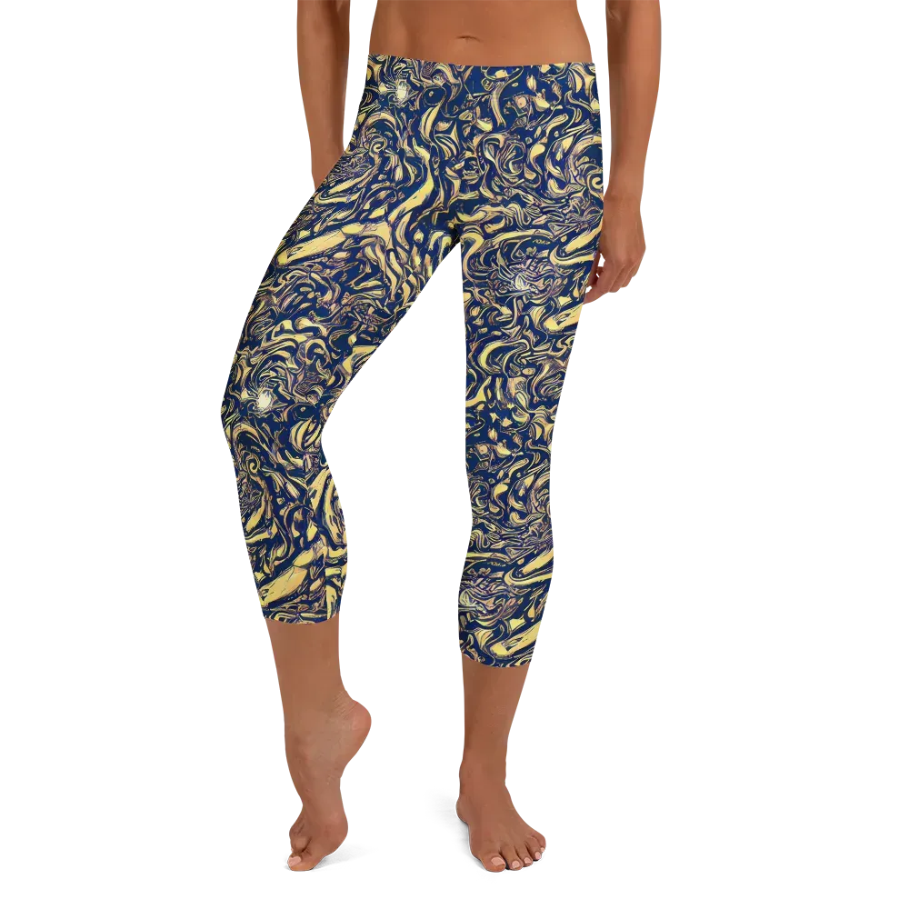 Ultramarine Flow on Capri Leggings — Front