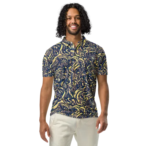Ultramarine Flow on a Men's Slim Fit Polo Shirt