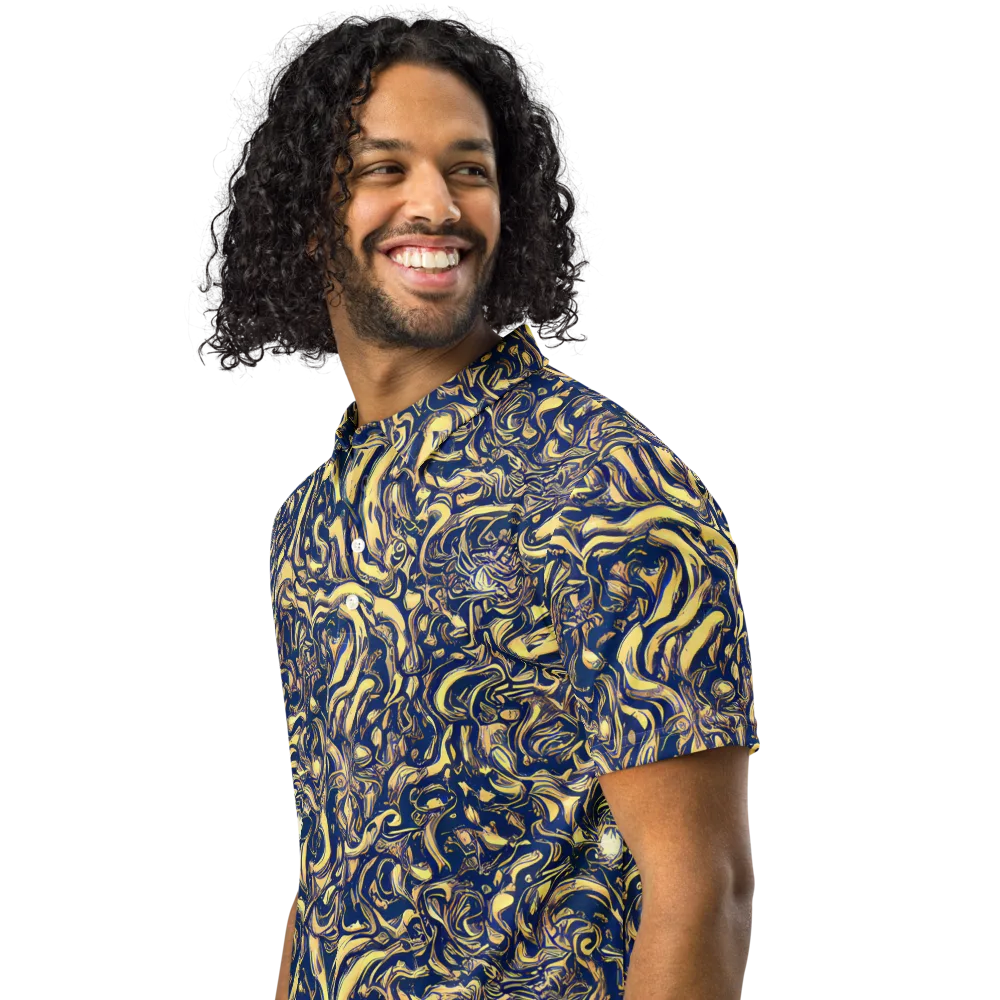 Ultramarine Flow on Men's Slim Fit Polo Shirt — Left Front