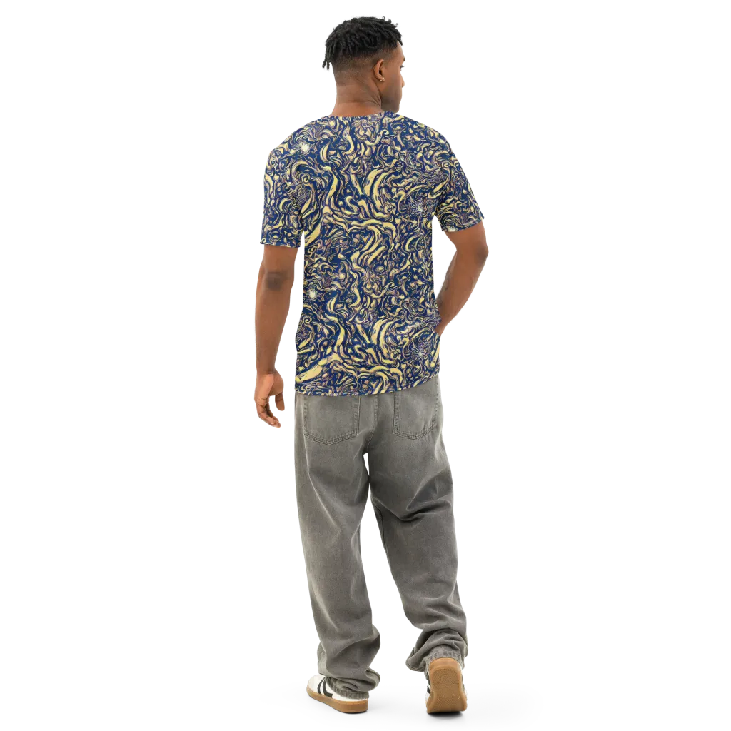 Ultramarine Flow on Men's Cotton Crew Neck T-Shirt — Back