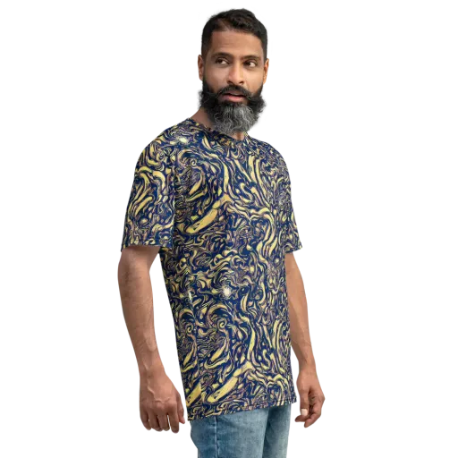 Ultramarine Flow on a Men's Crew Neck T-Shirt