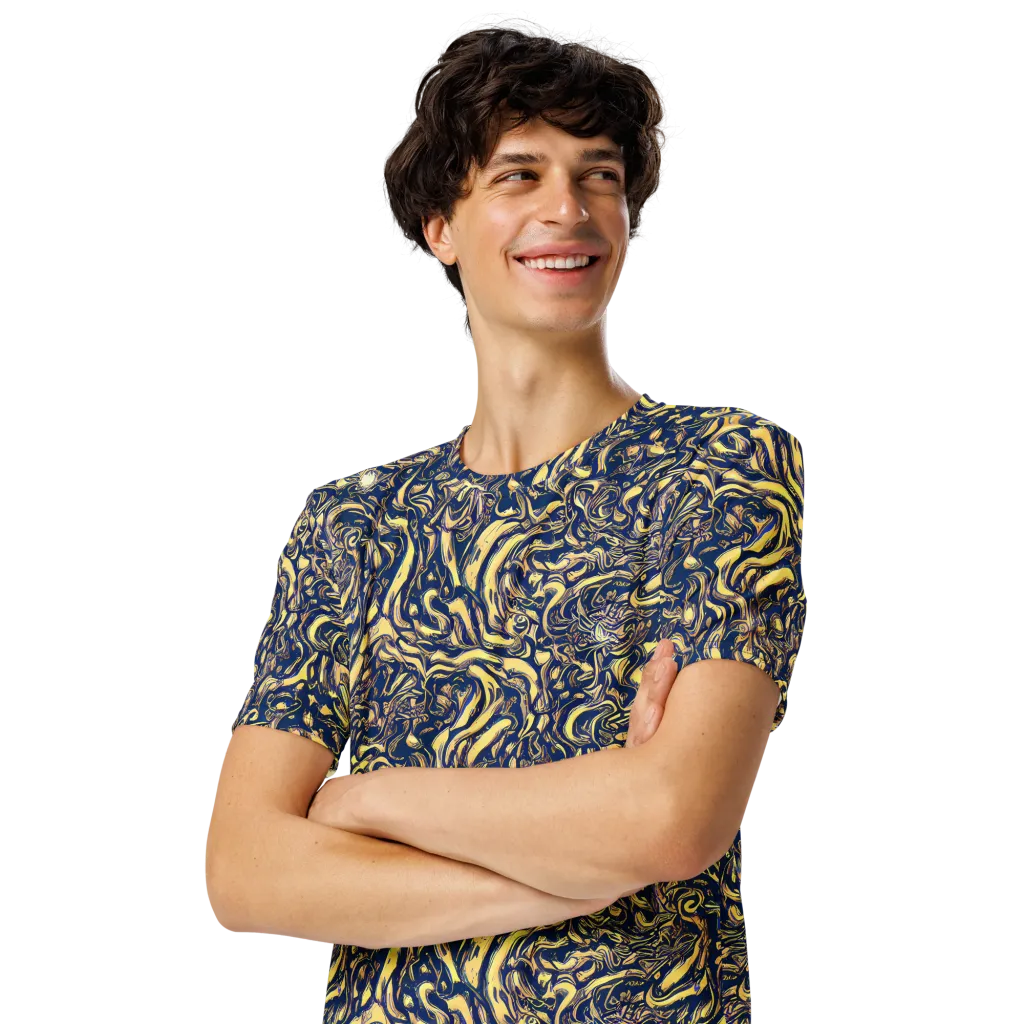 Ultramarine Flow on Men's Crew Neck T-Shirt — Left Front