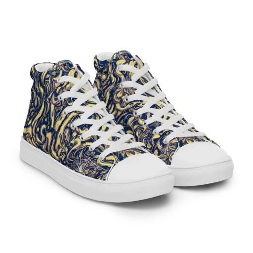 Ultramarine Flow on a Men's High Top Canvas Shoes