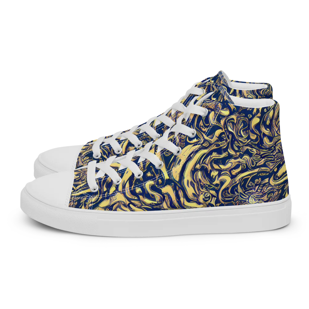 Ultramarine Flow on Men's High Top Canvas Shoes — Left