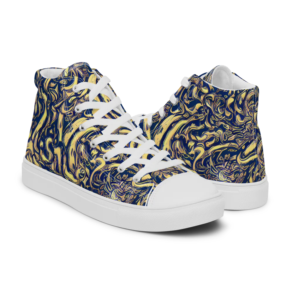 Ultramarine Flow on Men's High Top Canvas Shoes — Right