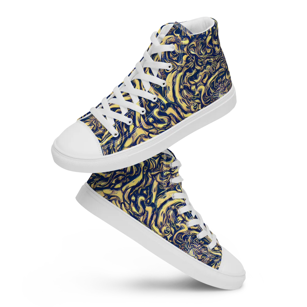 Ultramarine Flow on Men's High Top Canvas Shoes — Front