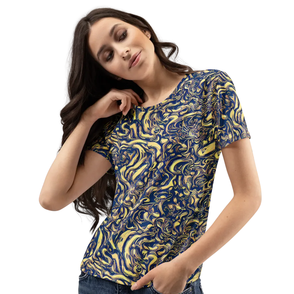 Ultramarine Flow on Women's Crew Neck T-Shirt — Left Front