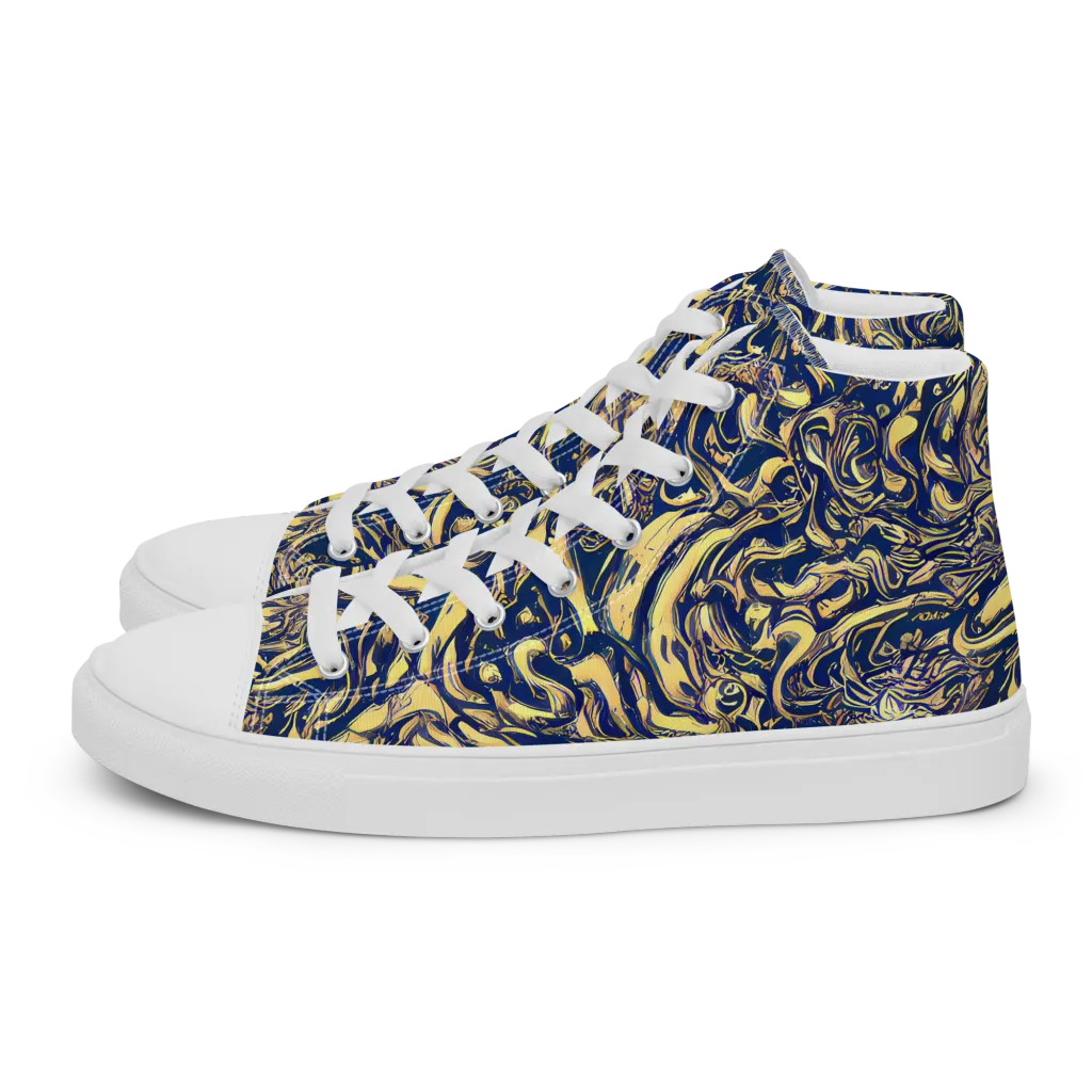 Ultramarine Flow on Women's High Top Canvas Shoes — Left