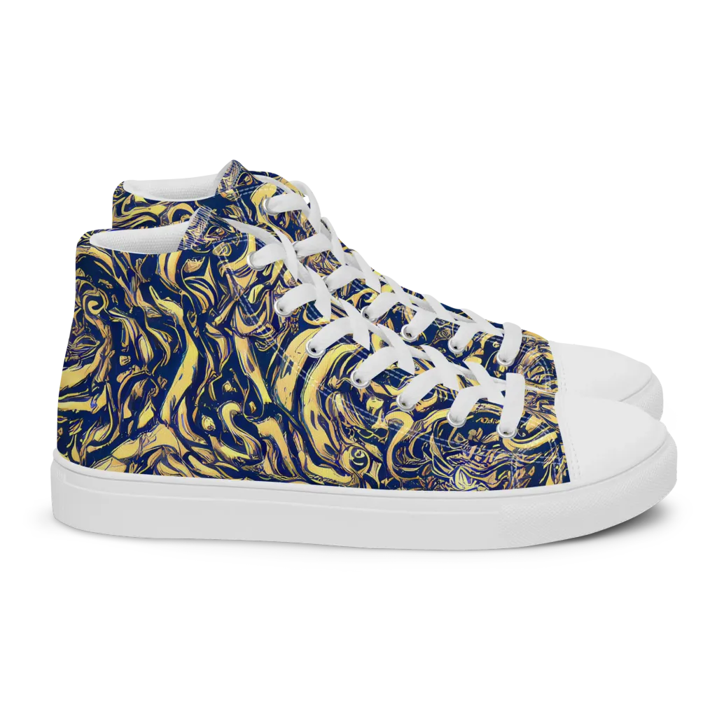 Ultramarine Flow on Women's High Top Canvas Shoes — Right