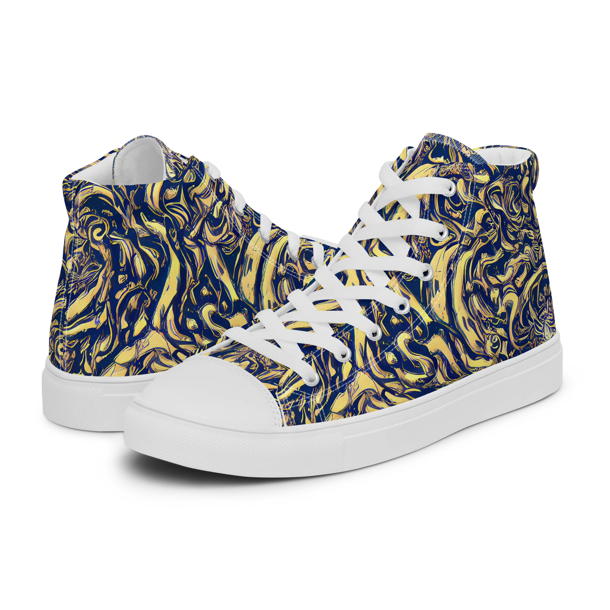 Ultramarine Flow on Women's High Top Canvas Shoes — Left