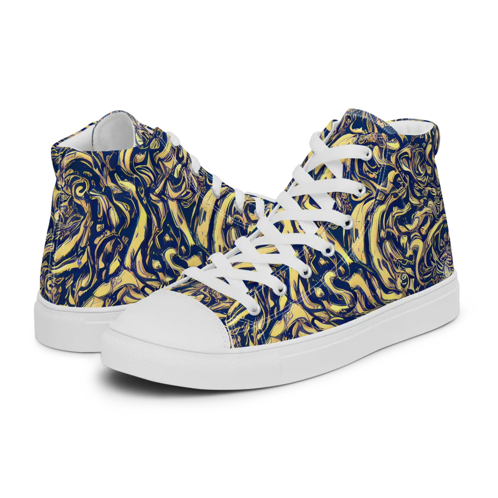 Ultramarine Flow on Women's High Top Canvas Shoes — Left