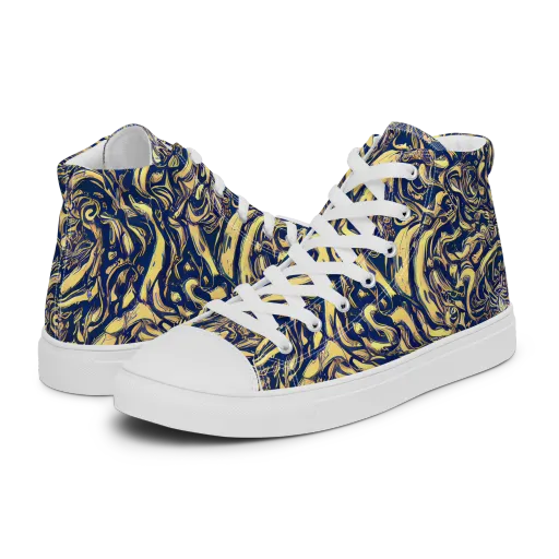 Ultramarine Flow on a Women's High Top Canvas Shoes