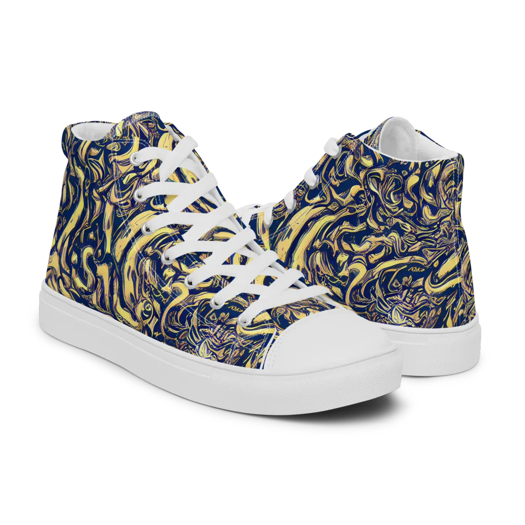 Ultramarine Flow on Women's High Top Canvas Shoes — Right