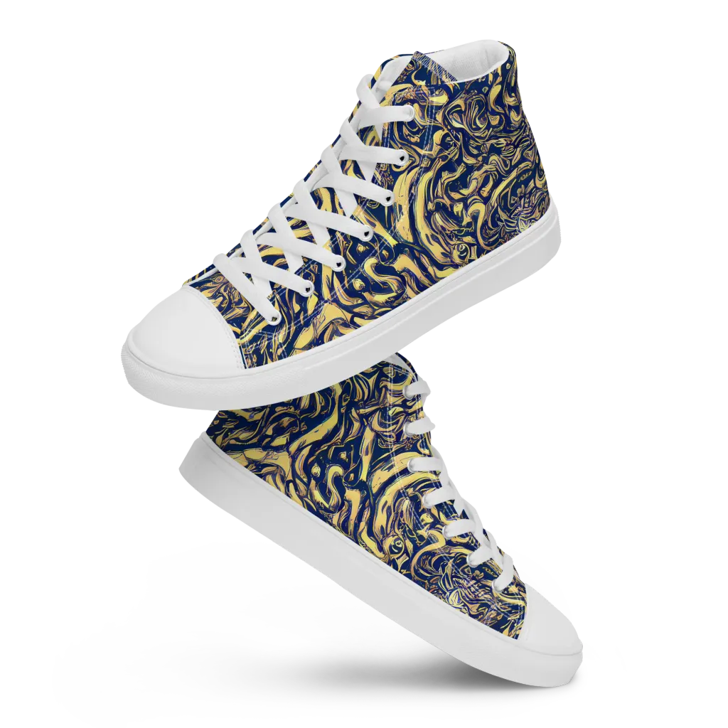 Ultramarine Flow on Women's High Top Canvas Shoes — Front