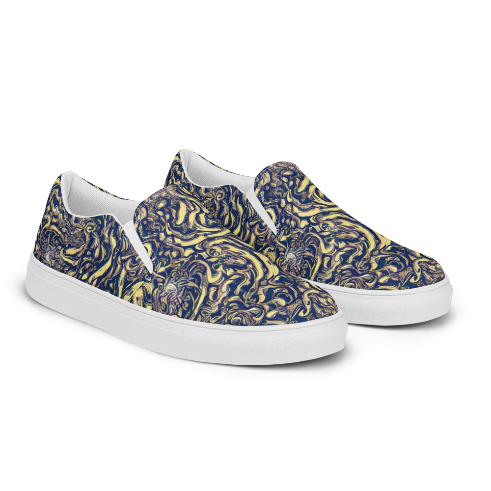Ultramarine Flow on Men's Slip-On Canvas Shoes — Right Front