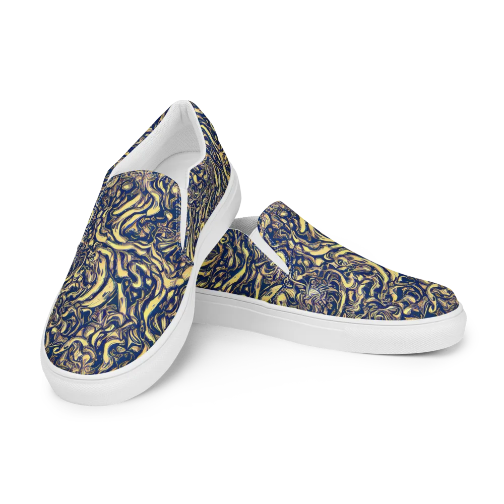 Ultramarine Flow on Men's Slip-On Canvas Shoes — Left Front