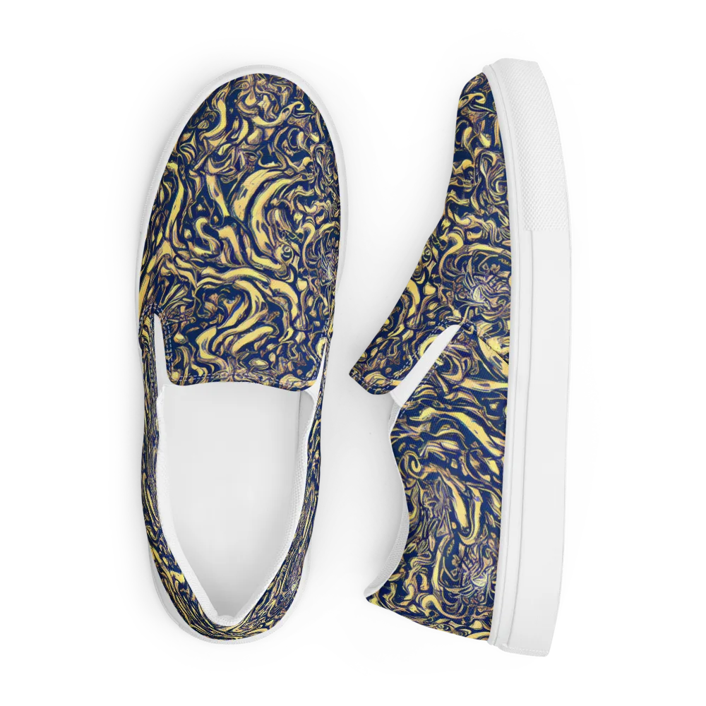 Ultramarine Flow on Men's Slip-On Canvas Shoes — Front