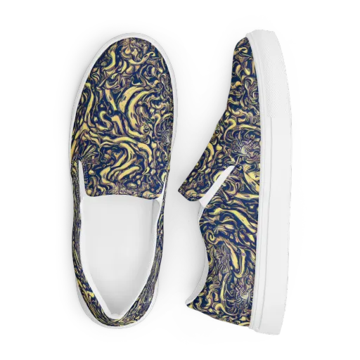 Ultramarine Flow on a Men's Slip-On Canvas Shoes