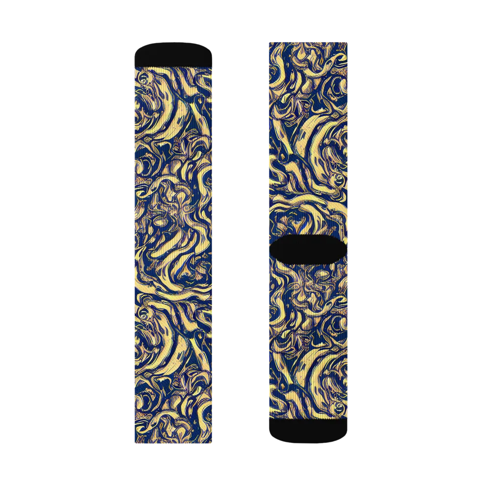 Ultramarine Flow on Socks — Left Sock