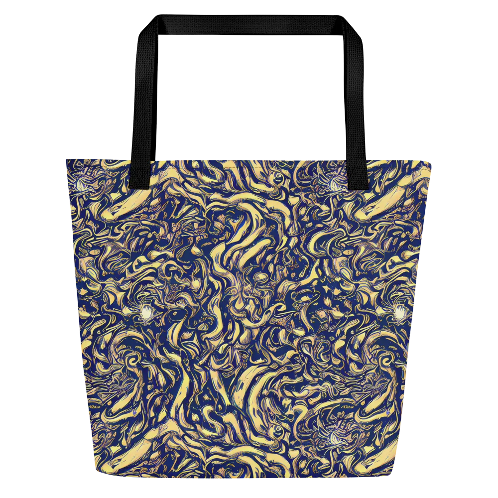 Ultramarine Flow on Large Tote Bag W/ Pocket — Front