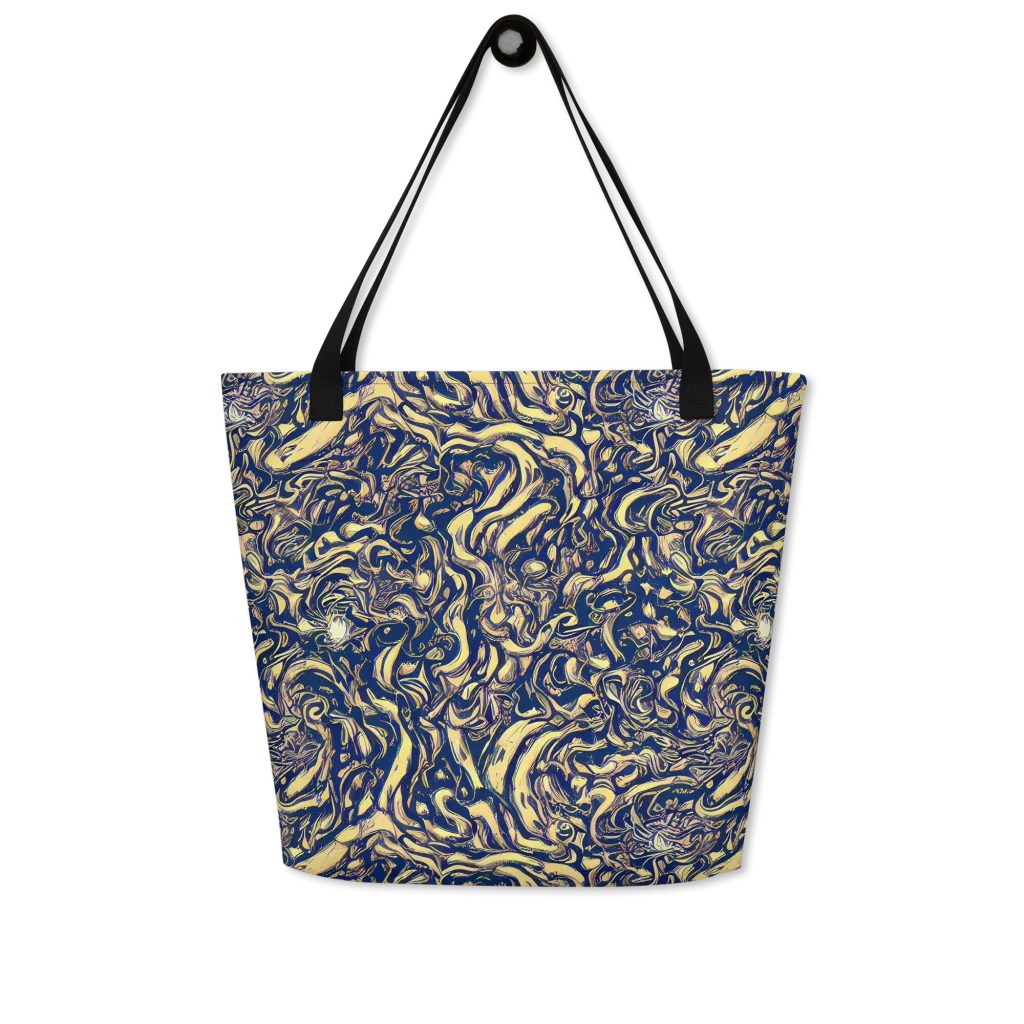 Ultramarine Flow on Large Tote Bag W/ Pocket — Front