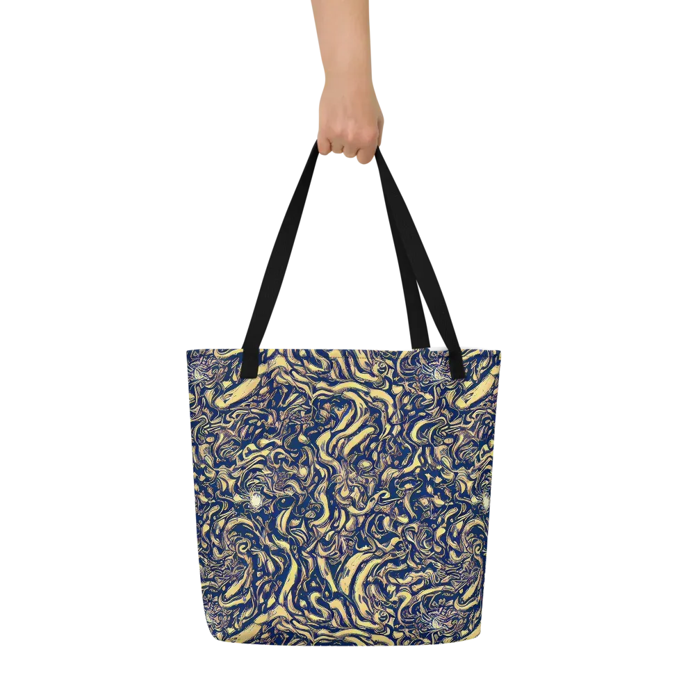 Ultramarine Flow on Large Tote Bag W/ Pocket — Front