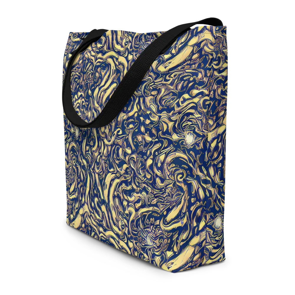 Ultramarine Flow on Large Tote Bag W/ Pocket — Front