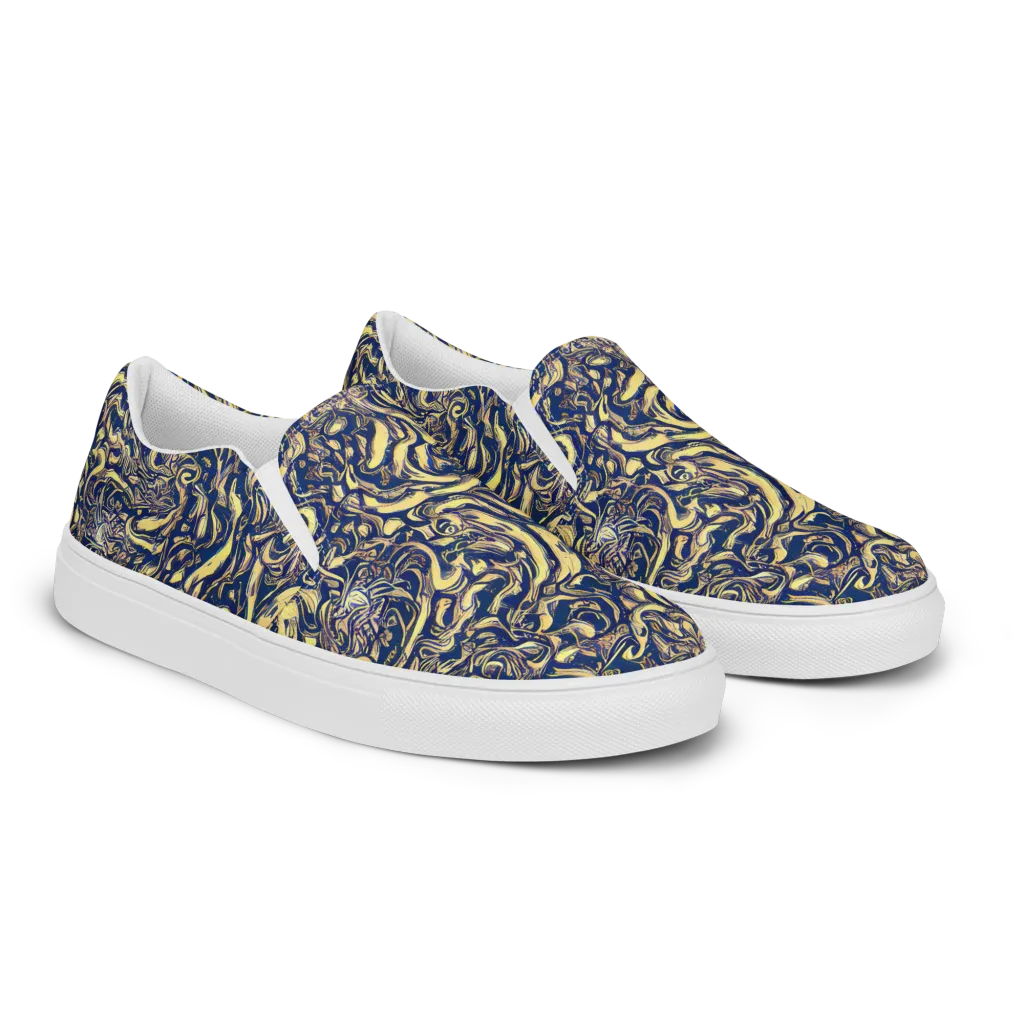 Ultramarine Flow on Women's Slip-On Canvas Shoes — Right Front