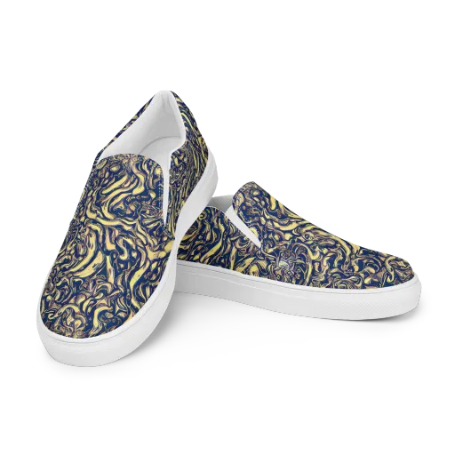 Ultramarine Flow on a Women's Slip-On Canvas Shoes