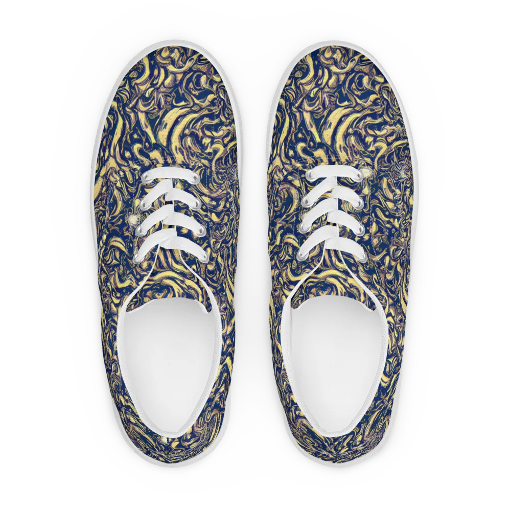 Ultramarine Flow on Men's Lace-Up Canvas Shoes — Front