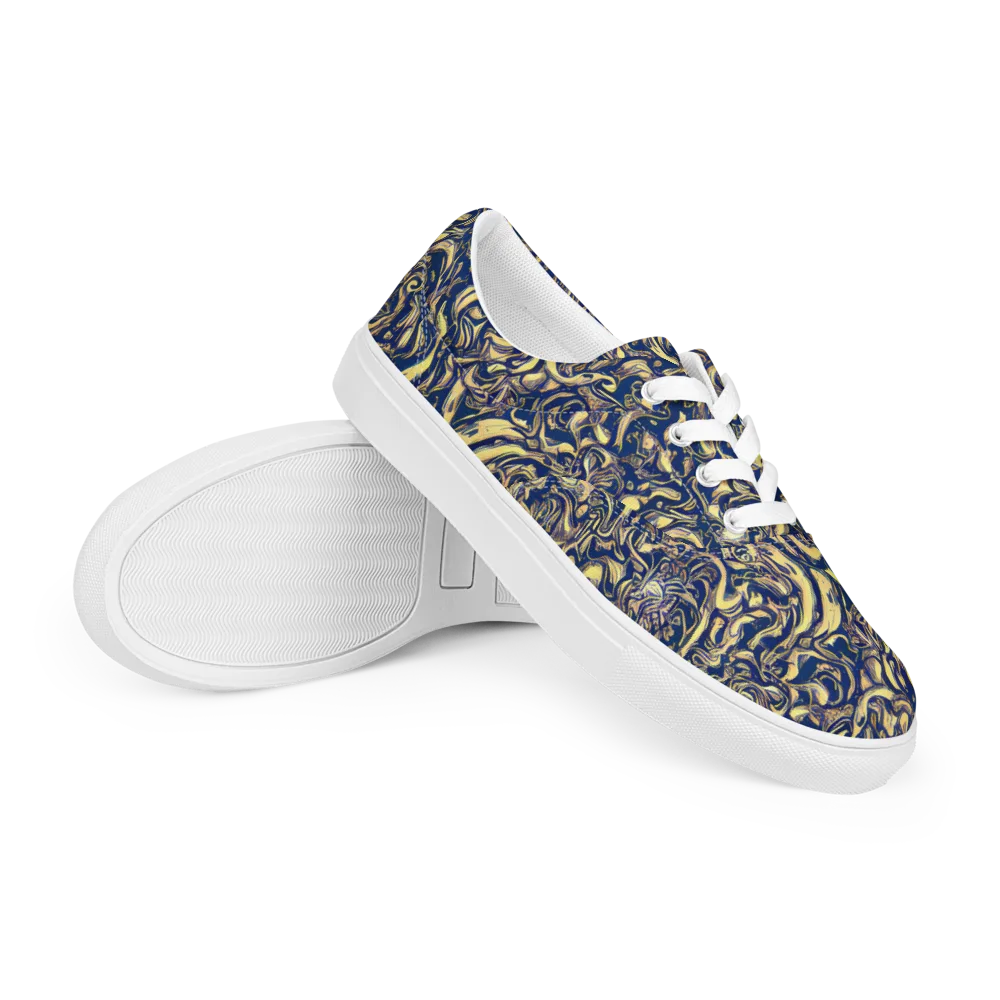 Ultramarine Flow on Men's Lace-Up Canvas Shoes — Right Front
