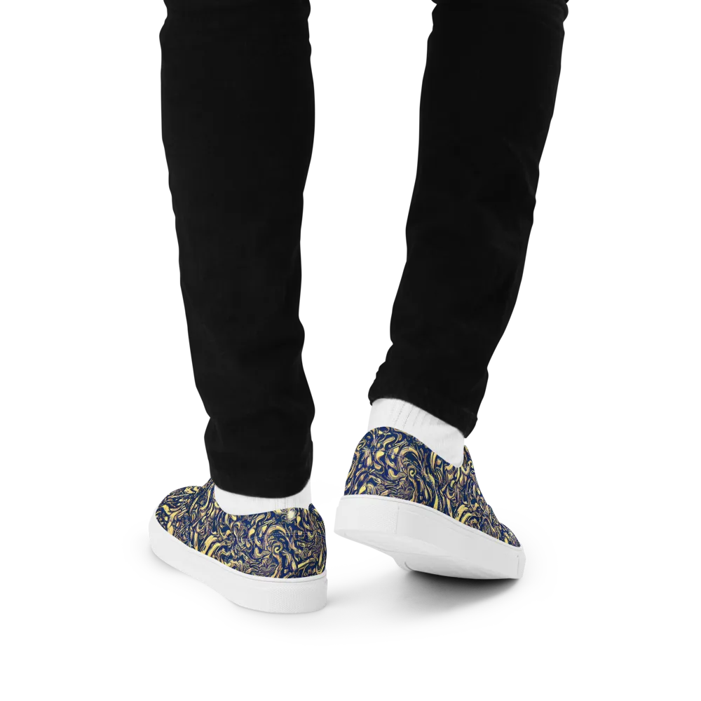 Ultramarine Flow on Men's Lace-Up Canvas Shoes — Back