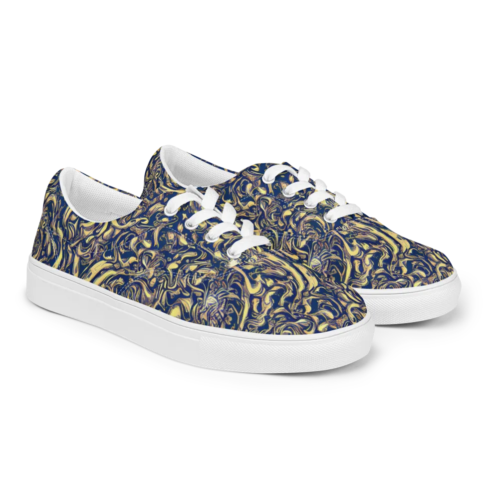 Ultramarine Flow on Men's Lace-Up Canvas Shoes — Right Front