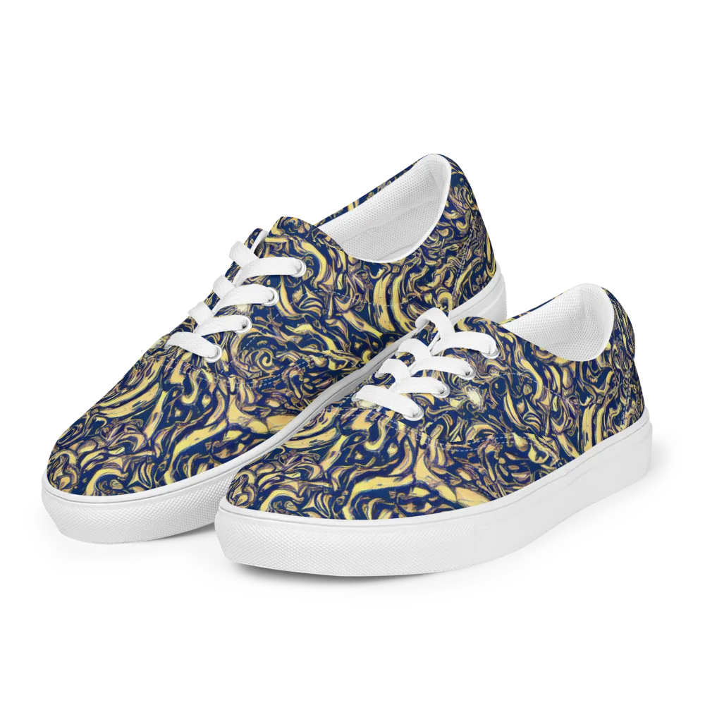 Ultramarine Flow on Men's Lace-Up Canvas Shoes — Left Front
