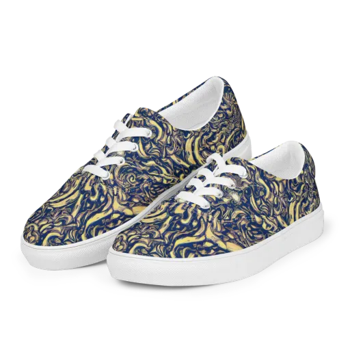 Ultramarine Flow on a Men's Lace-Up Canvas Shoes
