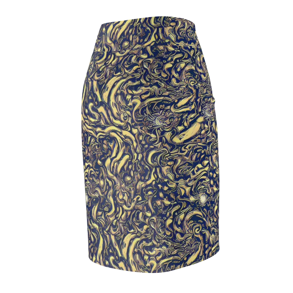 Ultramarine Flow on Pencil Skirt — Back Side