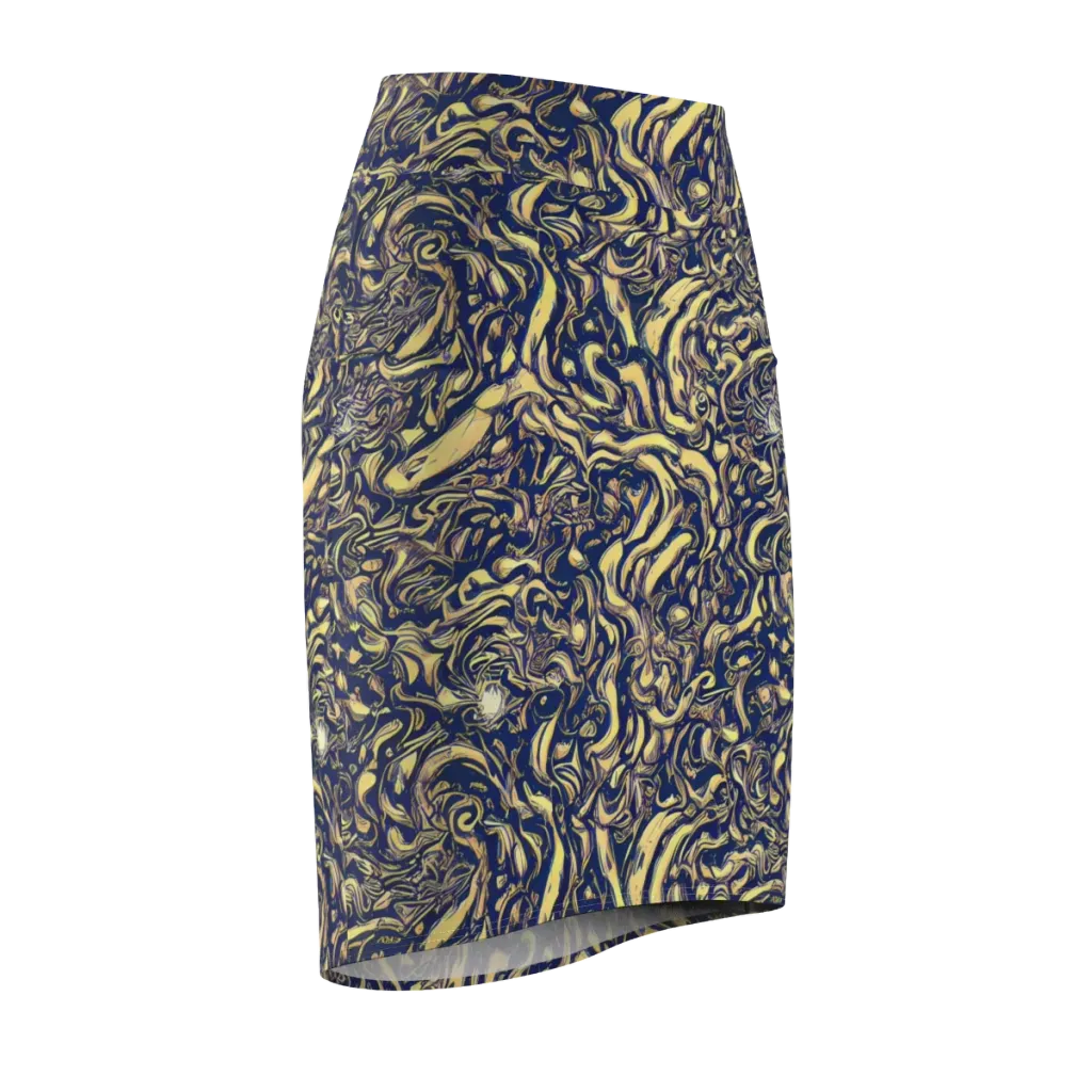 Ultramarine Flow on Pencil Skirt — Front Side