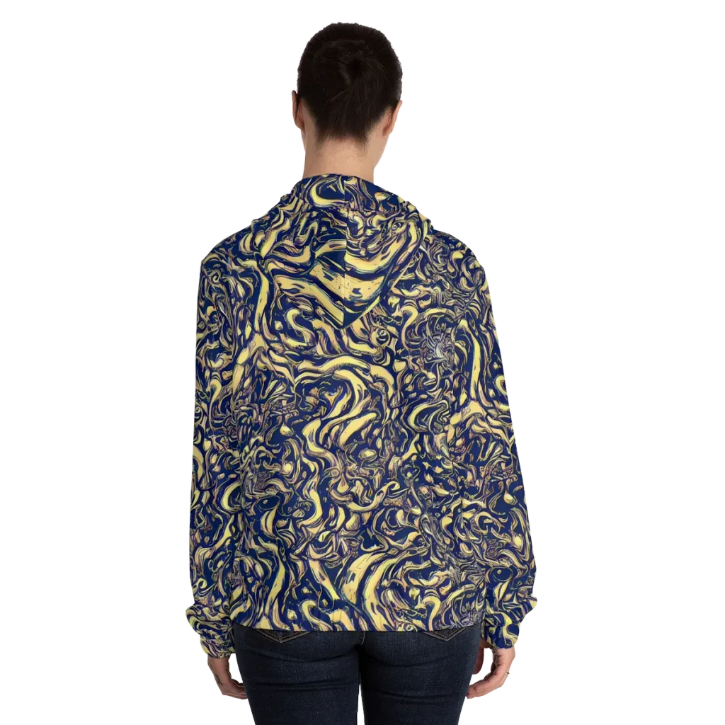 Ultramarine Flow on Women's Full-Zip Hoodie — Back On Person