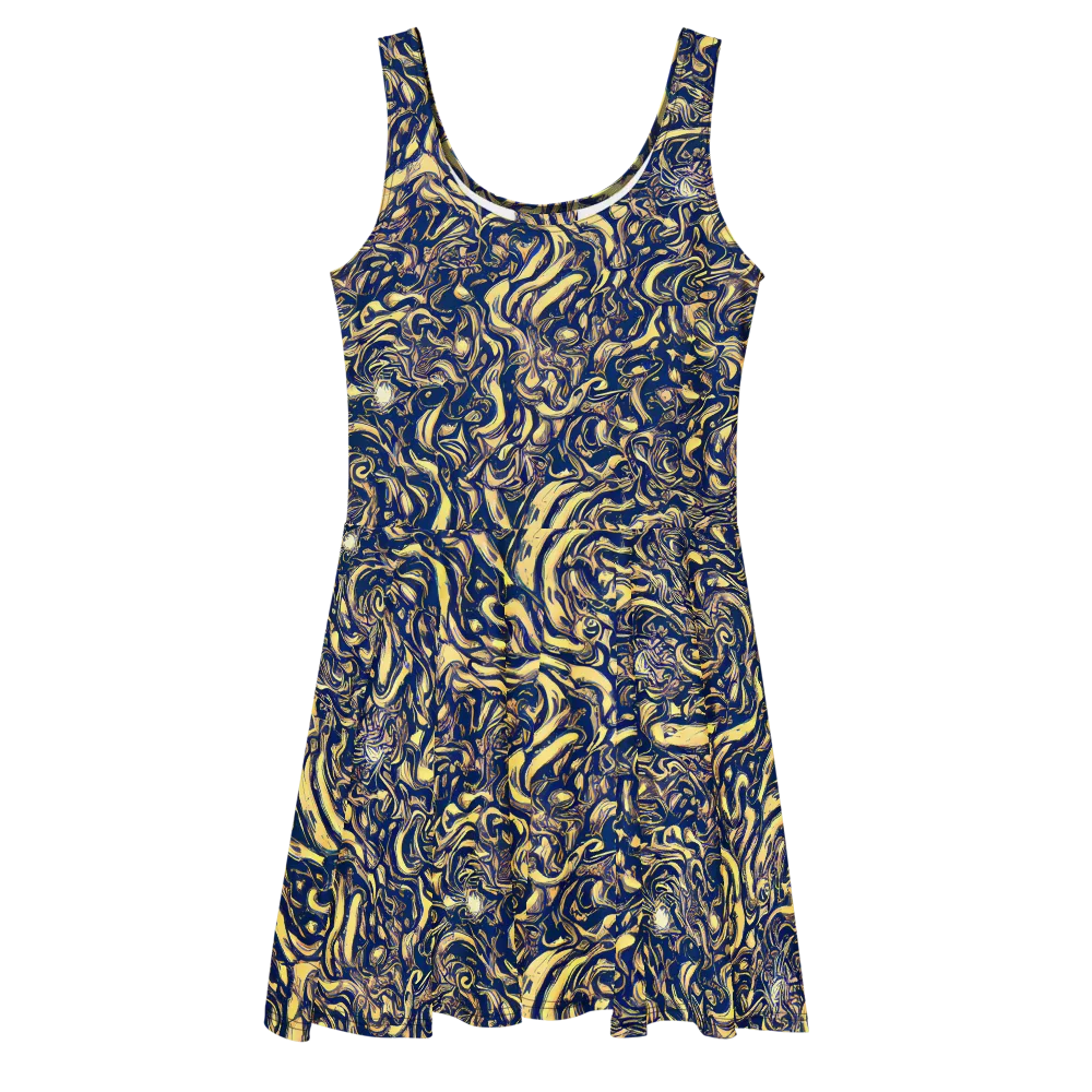 Ultramarine Flow on Skater Dress — Front