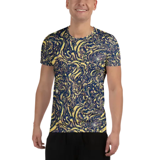 Ultramarine Flow on a Men's Athletic T-Shirt